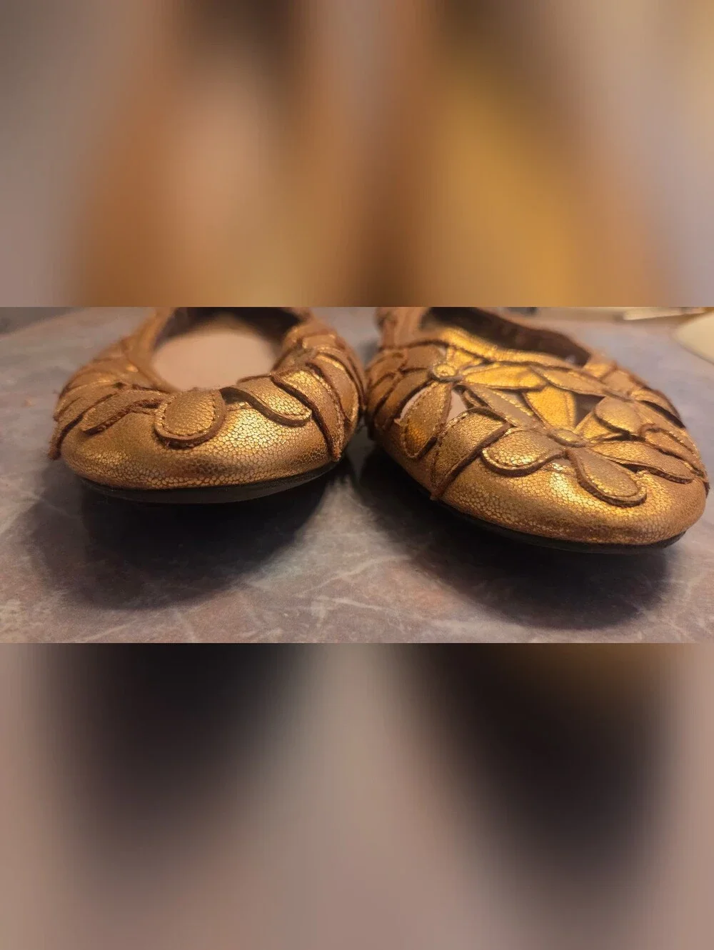 Michael Kors Gold Floral Cutout Ballet Flats